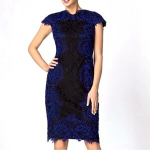 Tadashi Shoji blue and black lace dress